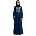 Umbrella abaya with golden embroidery work - Teal Umbrella abaya with golden embroidery work - Teal